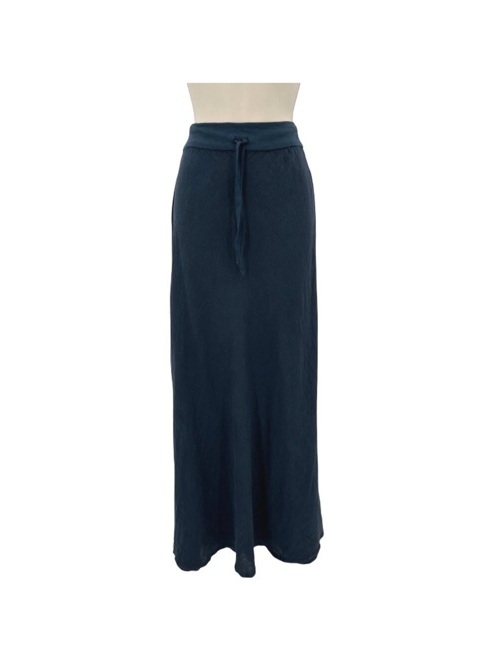 NWOT Flax Blue Linen Maxi Skirt Adjustable Tie Waist Size Small (Flax Petite)